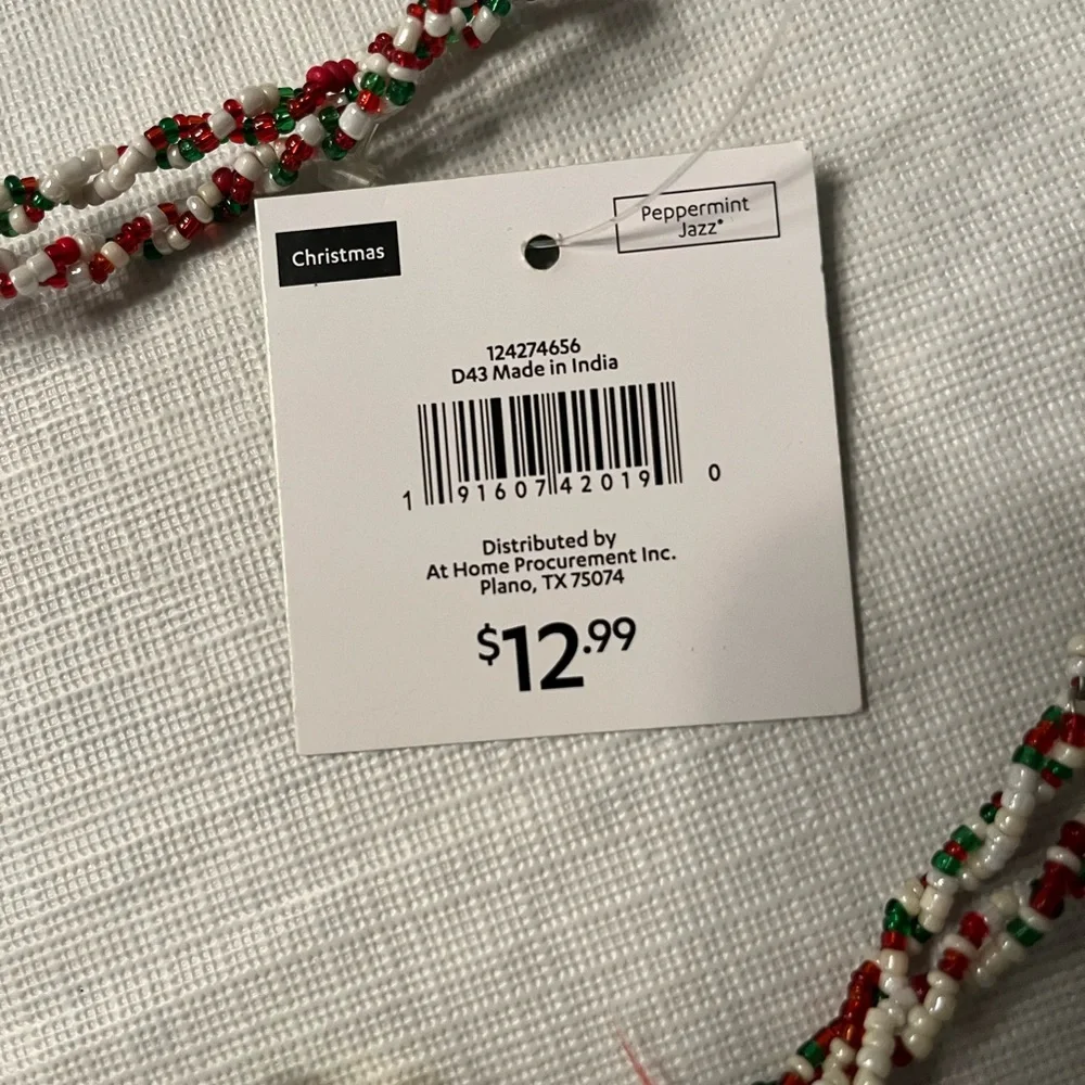 Festive Red, Green and White Holiday Garland- Peppermint Jazz